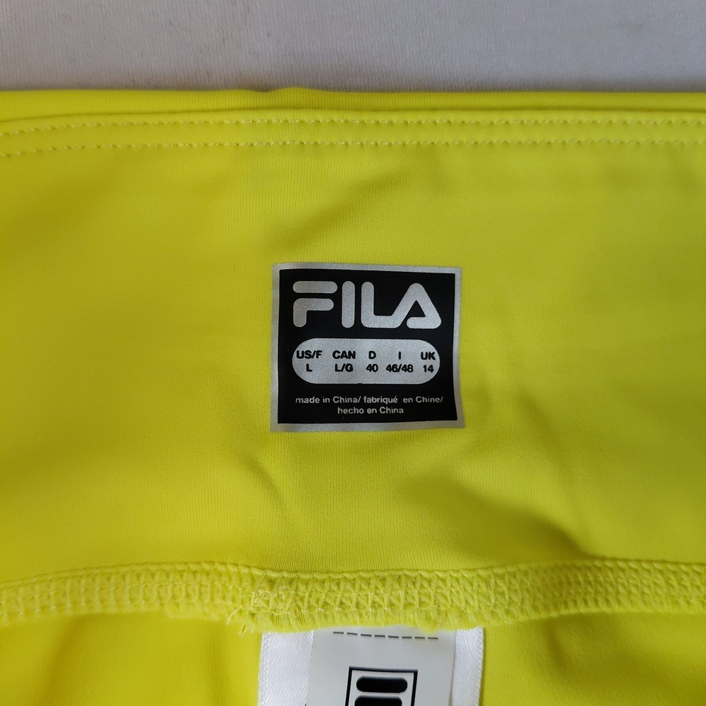 NWT Fila Women's Fired Up Logo Bike Shorts Large MSRP $32 FW211115 Bright Yellow - Picture 4 of 11